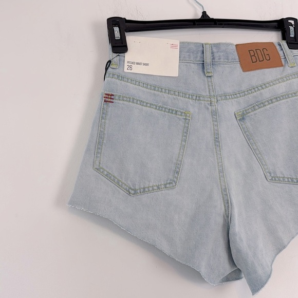 BDG Pitched Waist Denim Shorts. Size 26. NWT. Light Wash. Distressed. - Picture 13 of 14